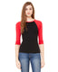 Bella + Canvas B2000 - Women's Baby Rib 3/4-Sleeve Contrast Raglan T-Shirt - Black / Red