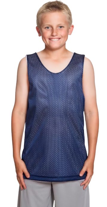 Youth Reversible Mesh Tank - Navy / White