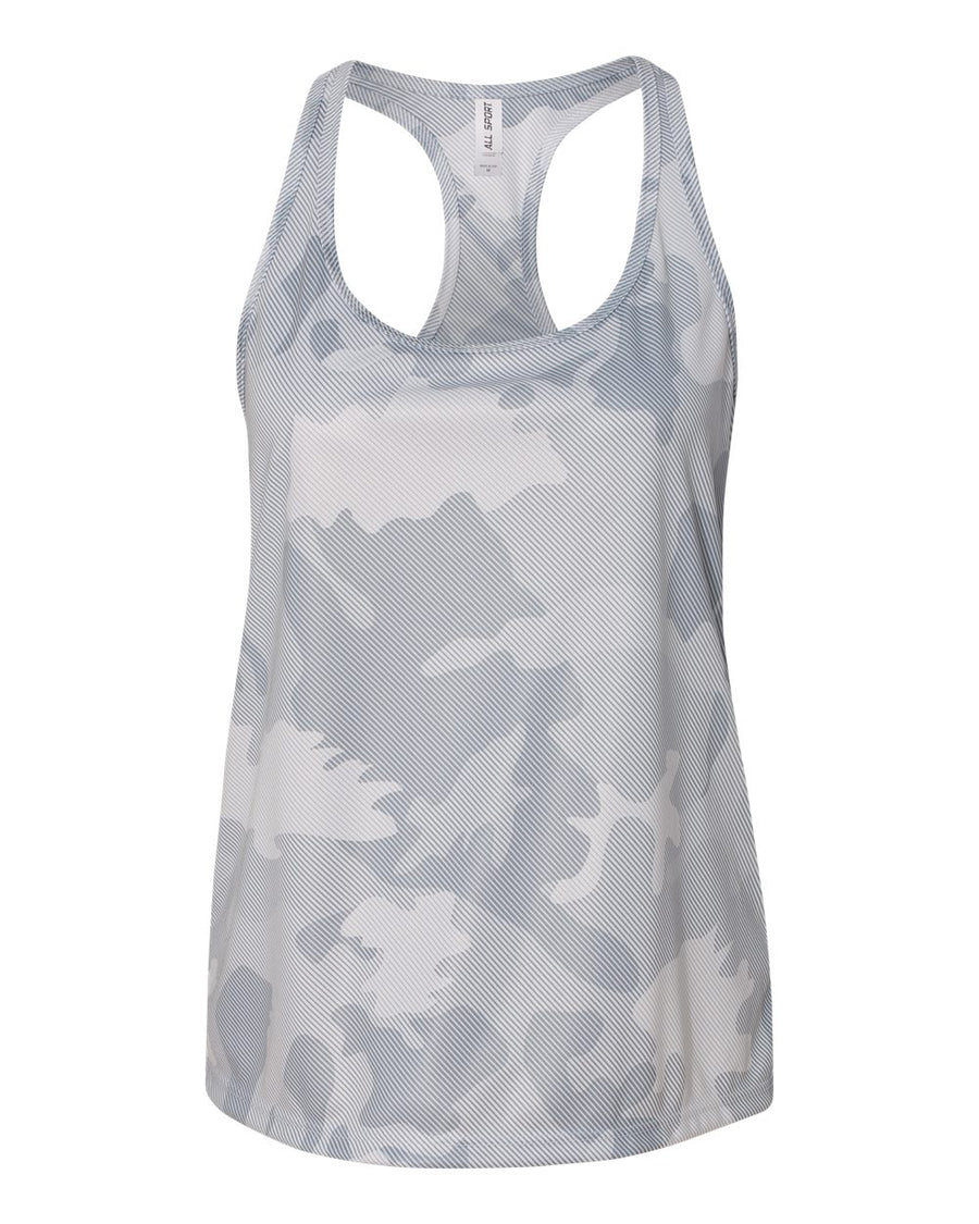 Women's Performance Racerback Tank - White Laser Camo