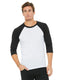 Bella + Canvas 3200 - Unisex 3/4-Sleeve Baseball T-Shirt - White Fleck / Charcoal Triblend