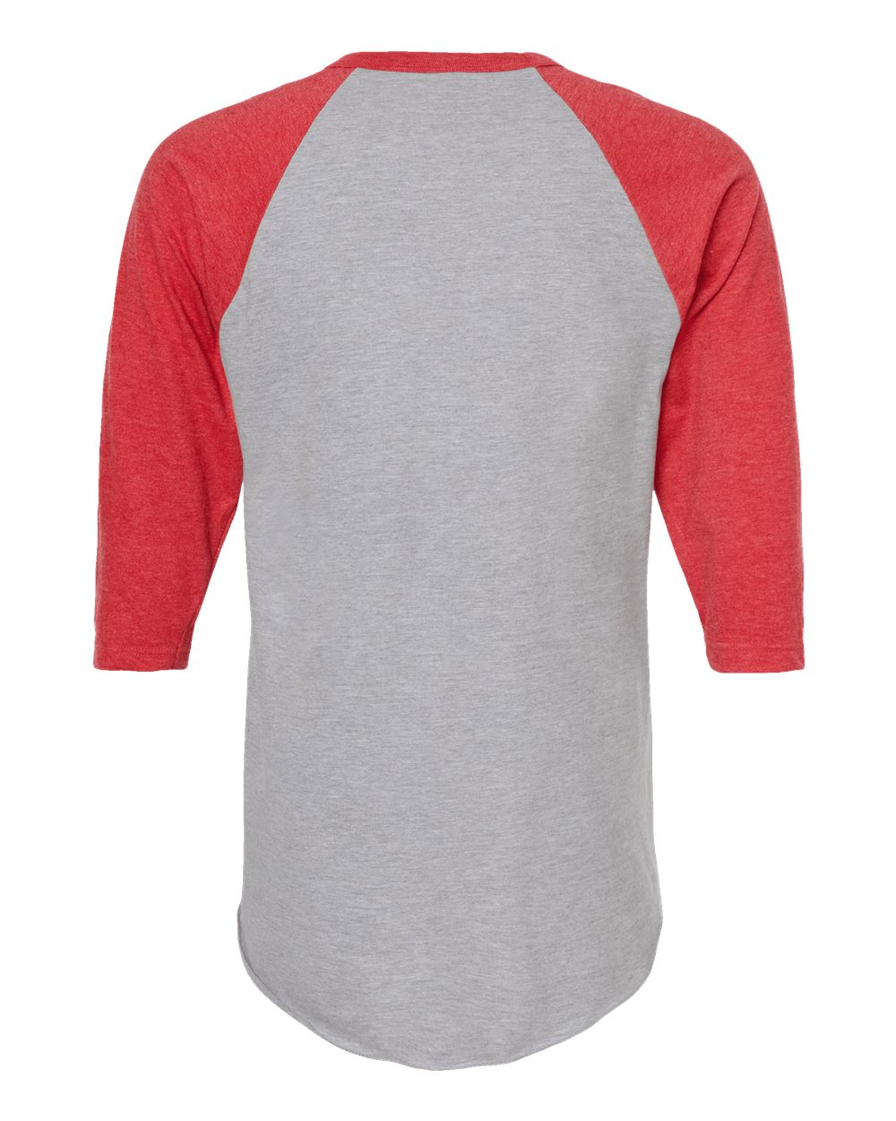 Unisex Fine Jersey Raglan Tee - Heather Gray / Heather Red