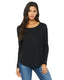 Bella + Canvas 8852 - Women's Flowy Long-Sleeve T-Shirt with 2x1 Sleeves - Black