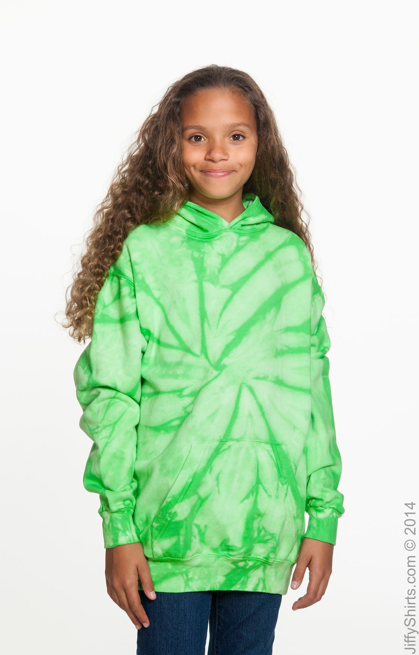 Youth Tie-Dyed Pullover Hoodie - Spider Lime