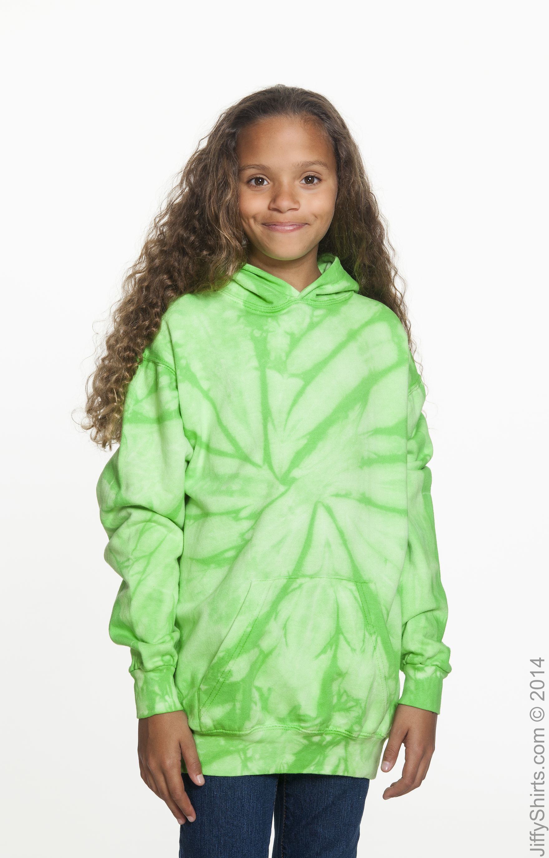 Youth Tie-Dyed Pullover Hoodie - Spider Lime