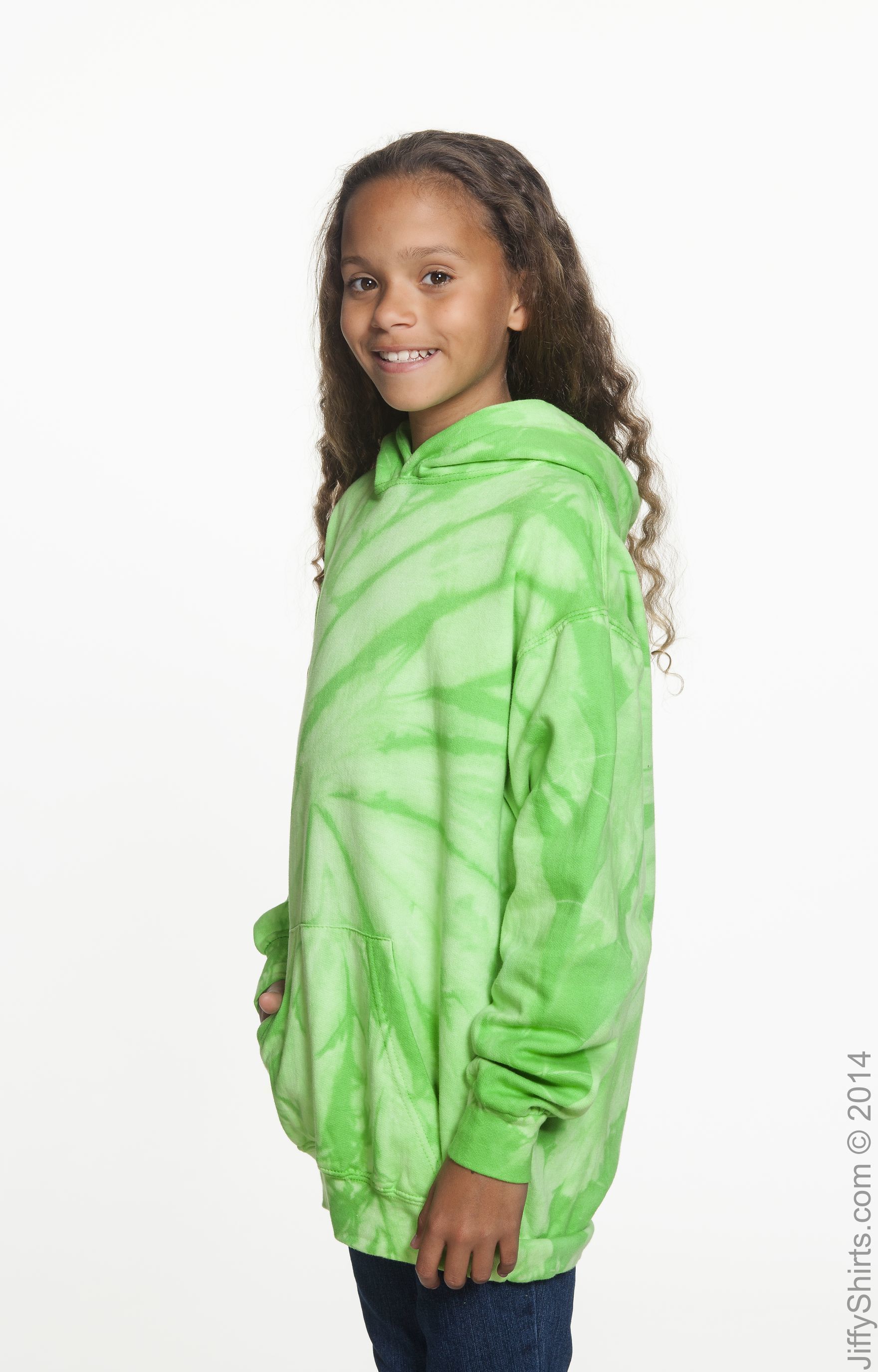 Youth Tie-Dyed Pullover Hoodie - Spider Lime