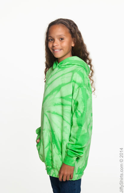 Youth Tie-Dyed Pullover Hoodie - Spider Lime