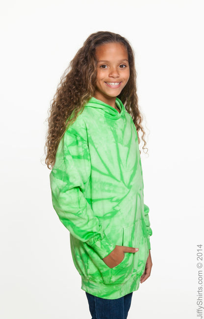 Youth Tie-Dyed Pullover Hoodie - Spider Lime