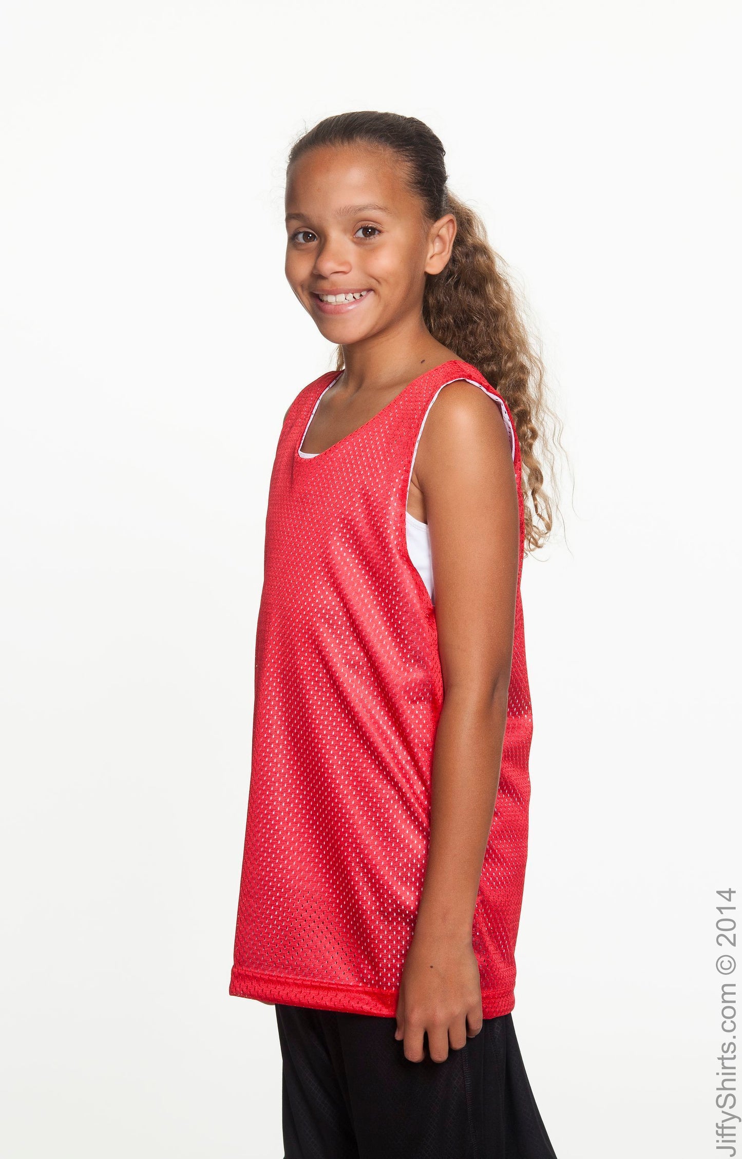 Youth Reversible Mesh Tank - Scarlet / White