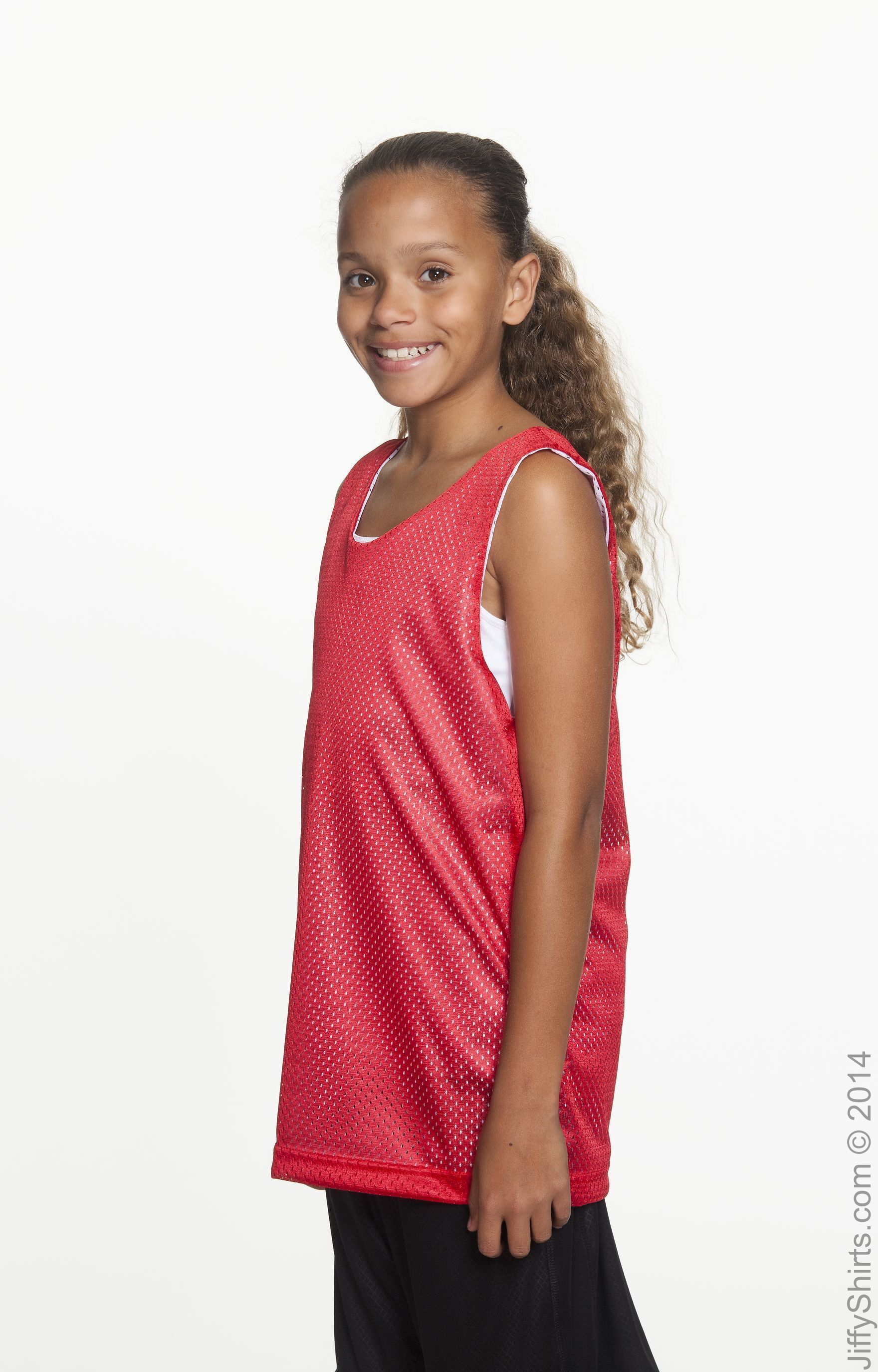 Youth Reversible Mesh Tank - Scarlet / White