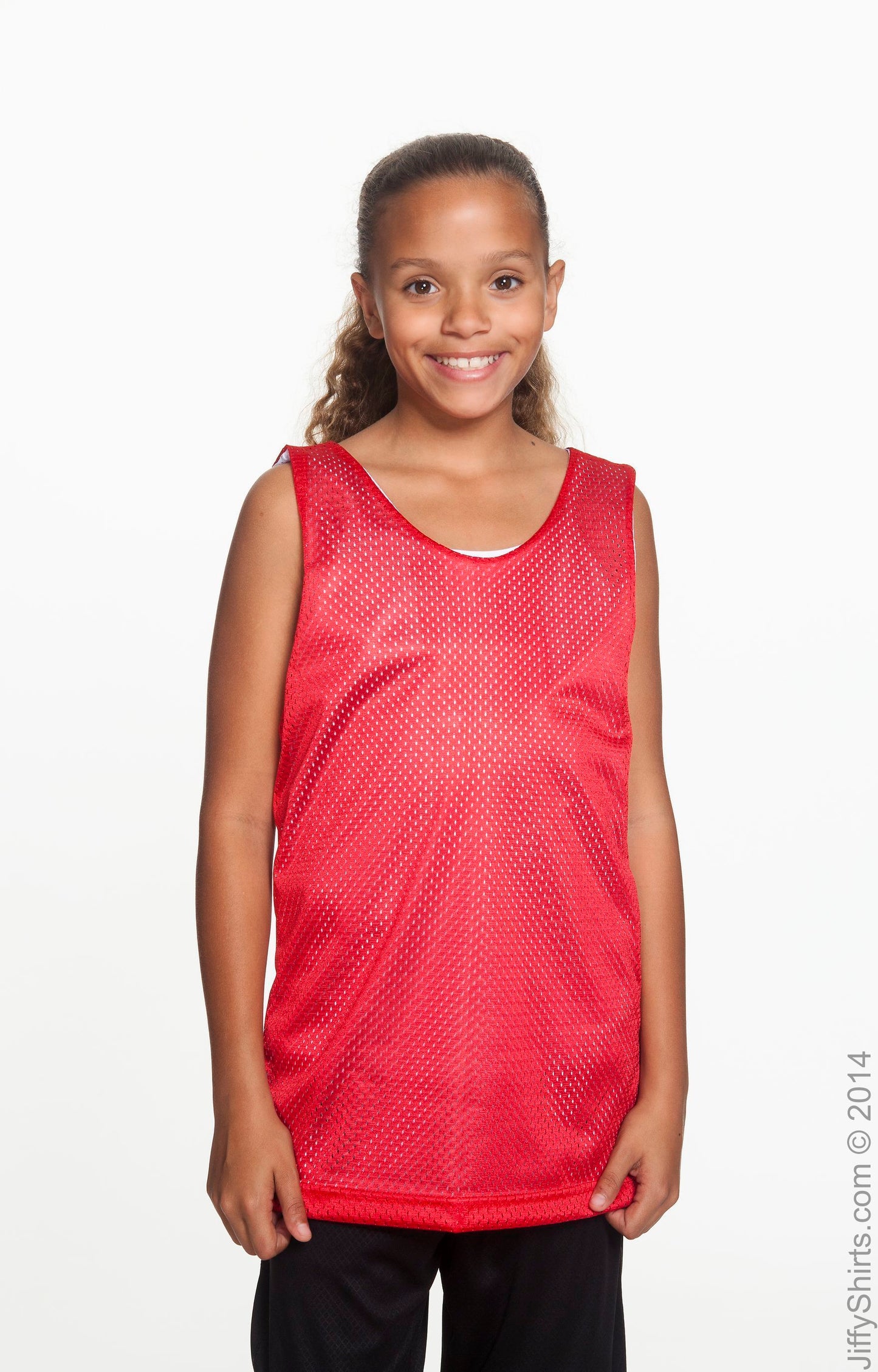 Youth Reversible Mesh Tank - Scarlet / White