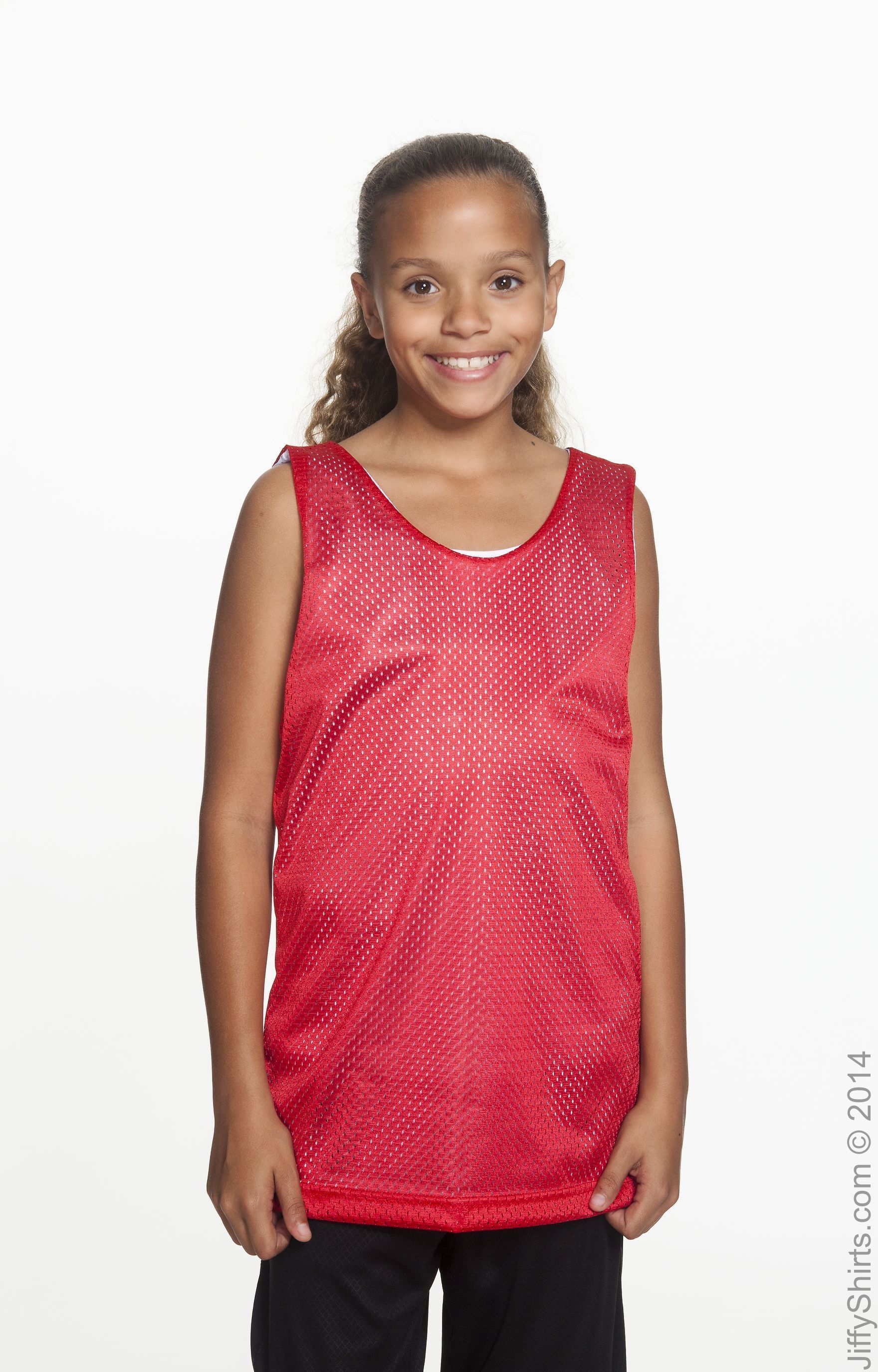 Youth Reversible Mesh Tank - Scarlet / White