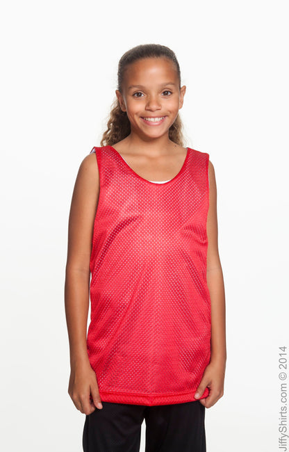 Youth Reversible Mesh Tank - Scarlet / White