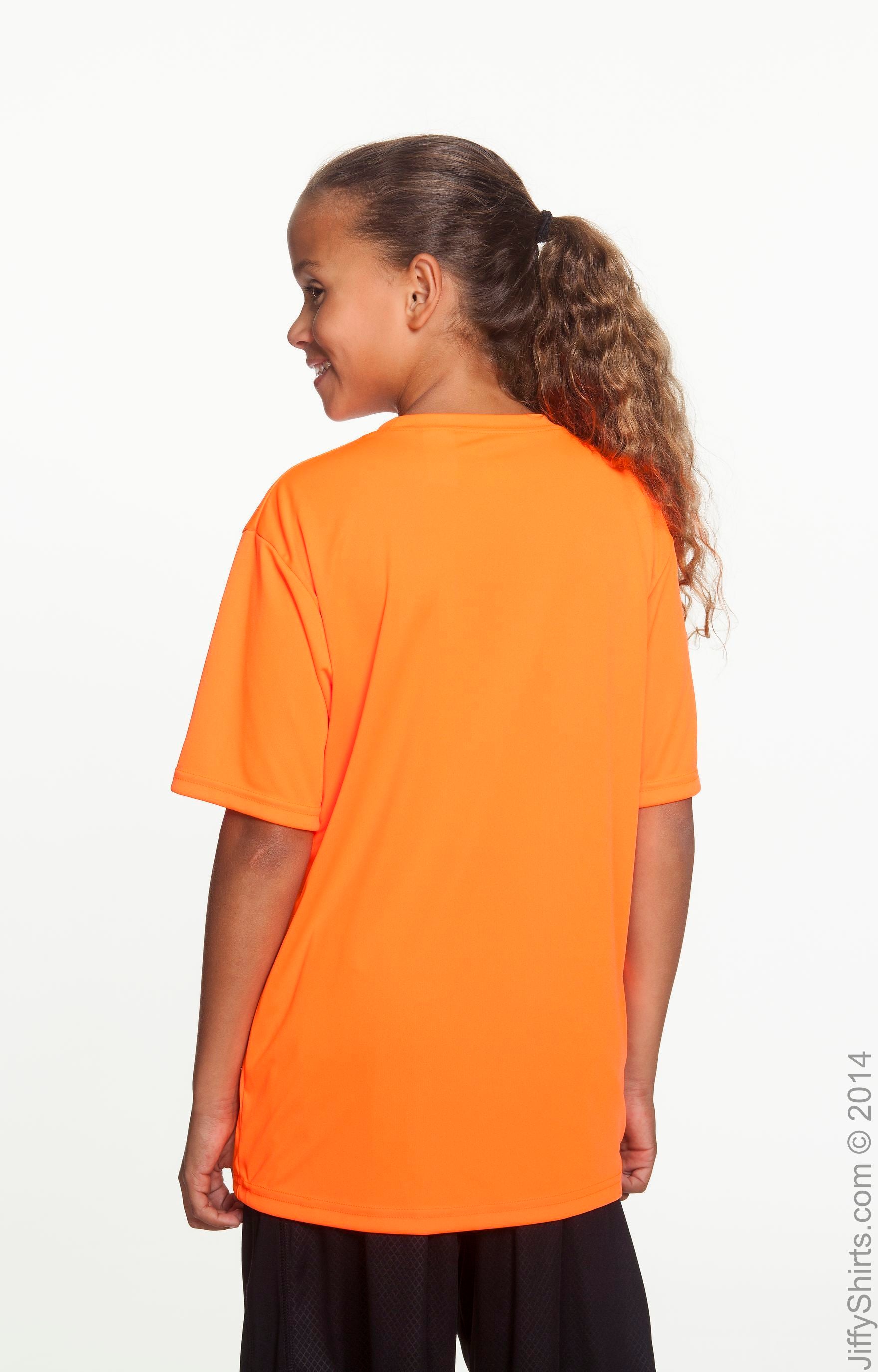 Youth Cooling Performance T-Shirt - High Viz Safety Orange