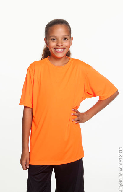 Youth Cooling Performance T-Shirt - High Viz Safety Orange