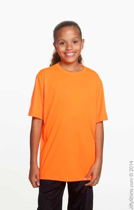 Youth Cooling Performance T-Shirt - High Viz Safety Orange