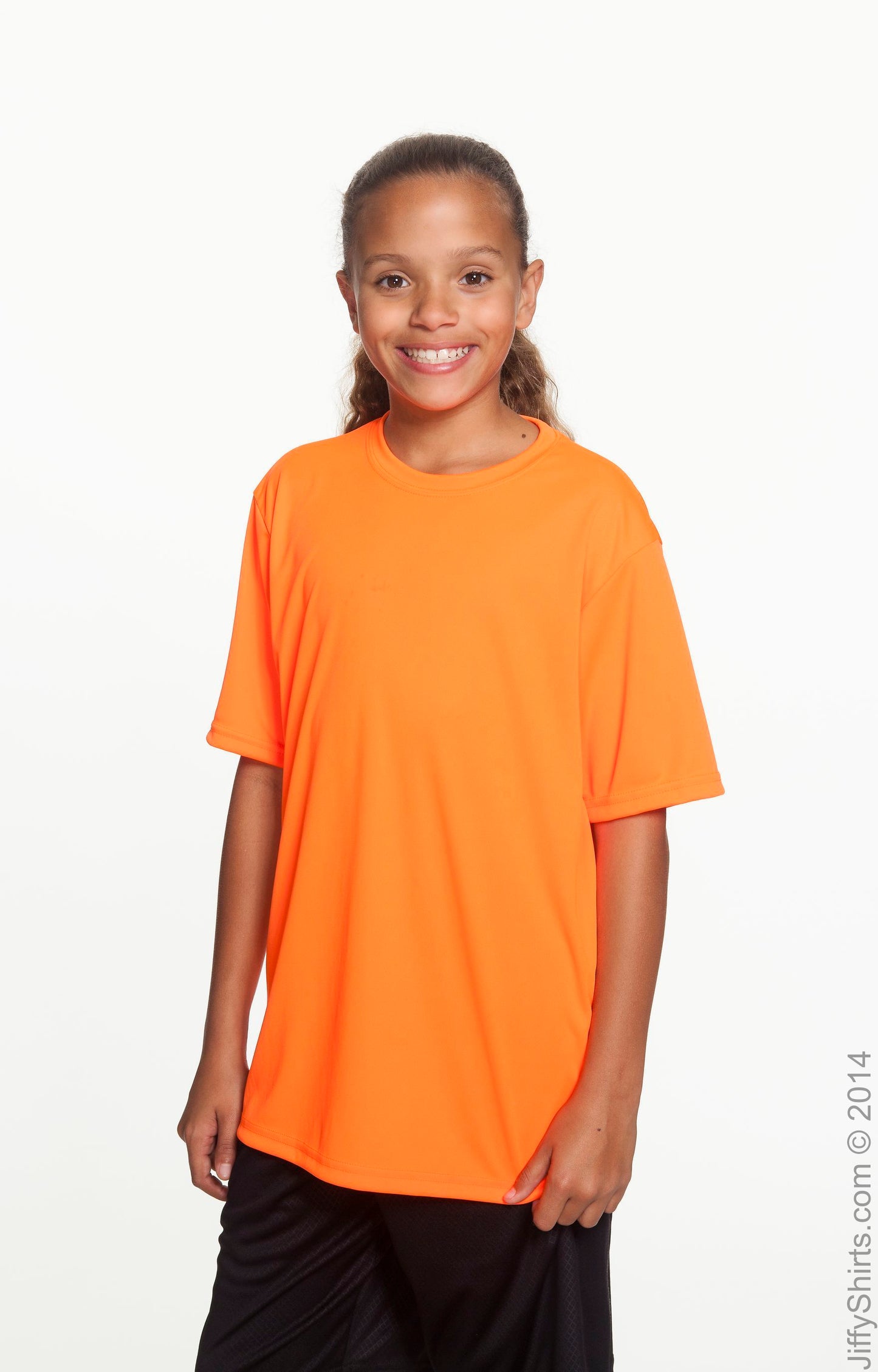 Youth Cooling Performance T-Shirt - High Viz Safety Orange