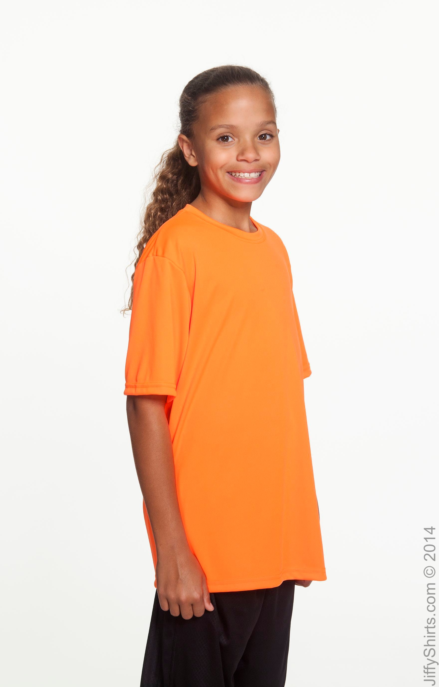 Youth Cooling Performance T-Shirt - High Viz Safety Orange