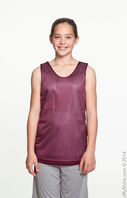Youth Reversible Mesh Tank - Maroon / White