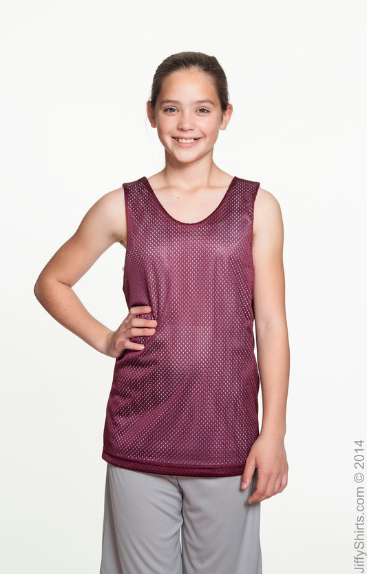 Youth Reversible Mesh Tank - Maroon / White
