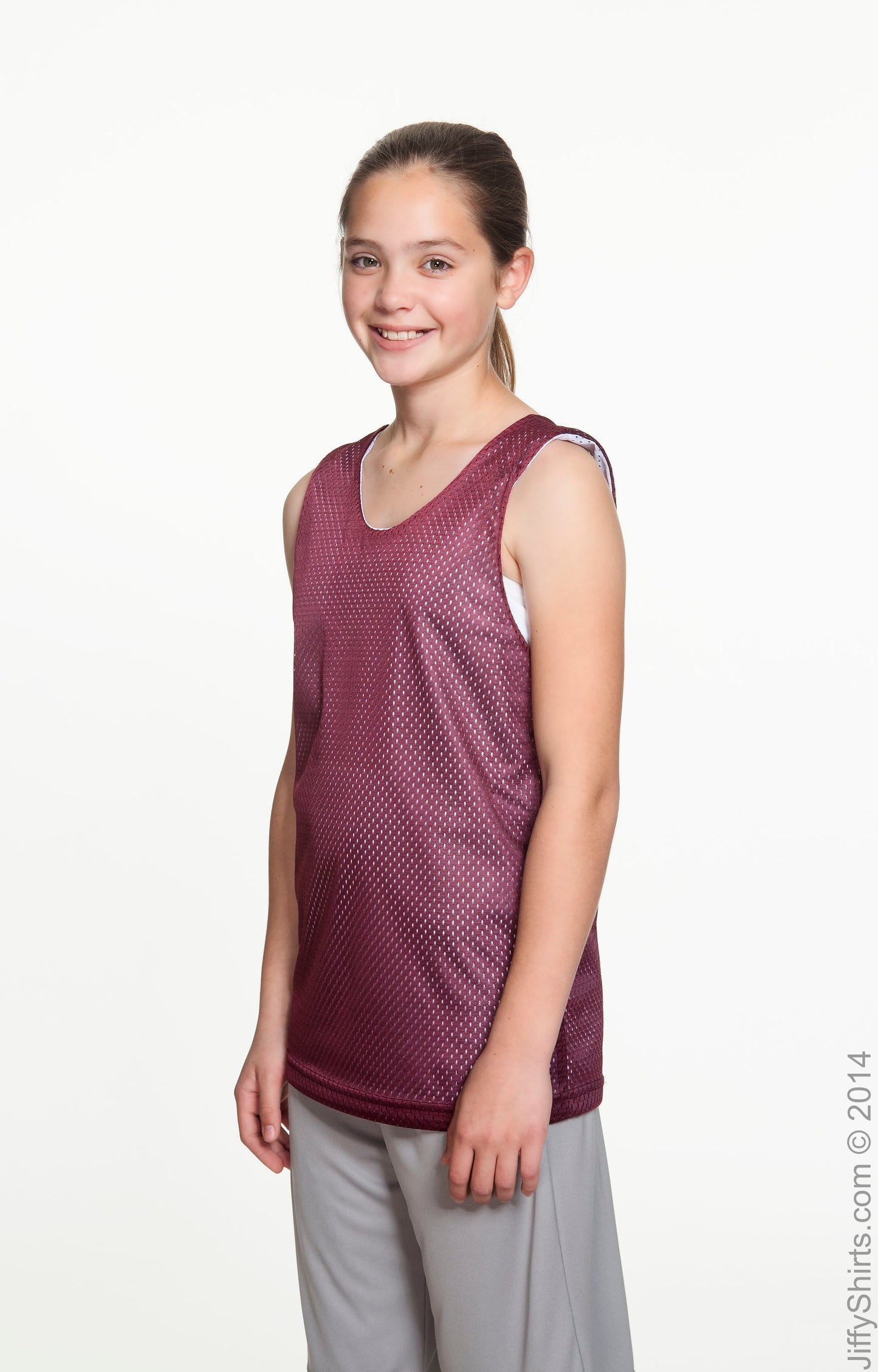 Youth Reversible Mesh Tank - Maroon / White