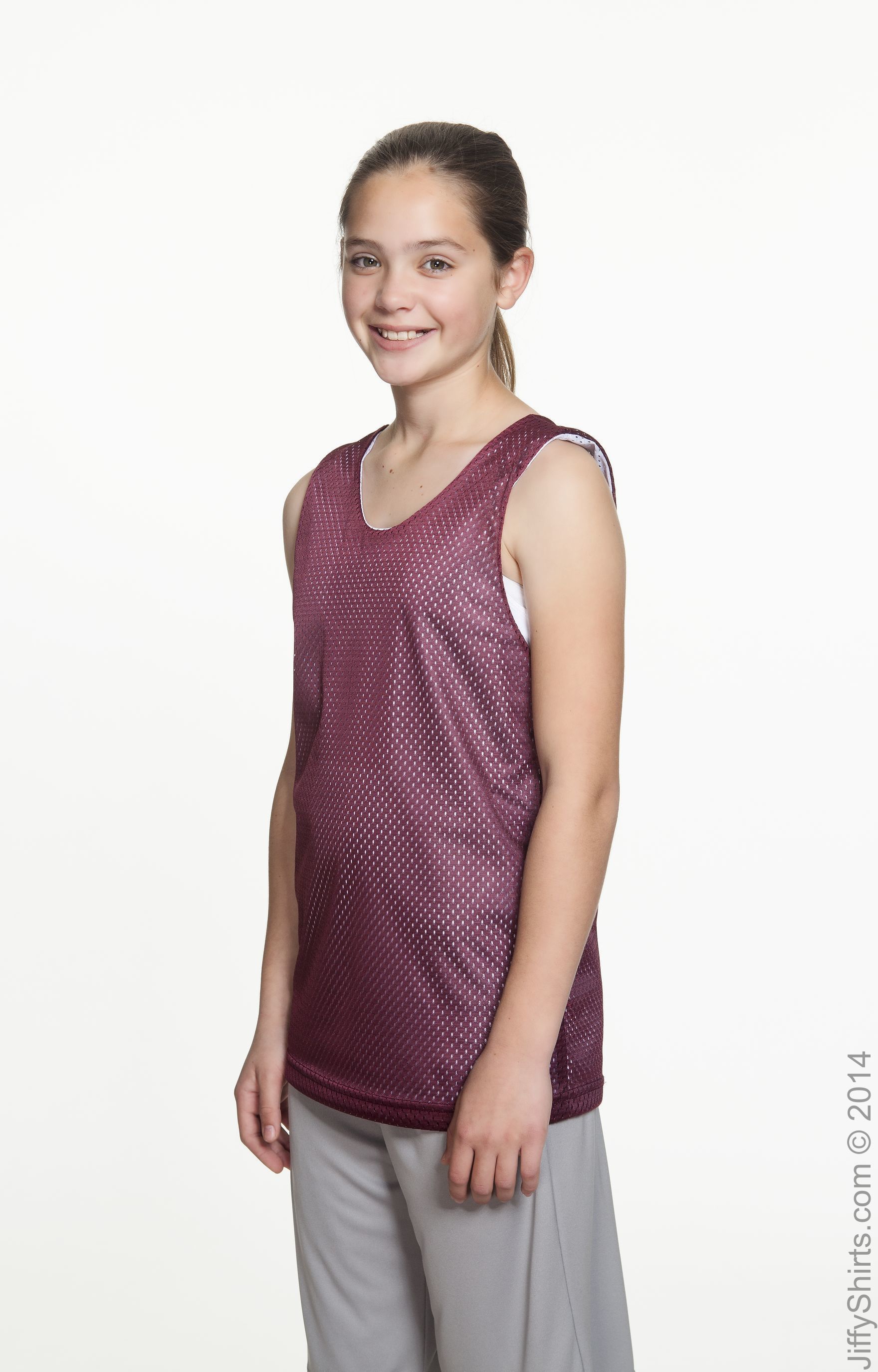 Youth Reversible Mesh Tank - Maroon / White