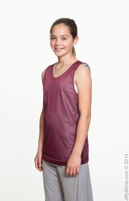 Youth Reversible Mesh Tank - Maroon / White