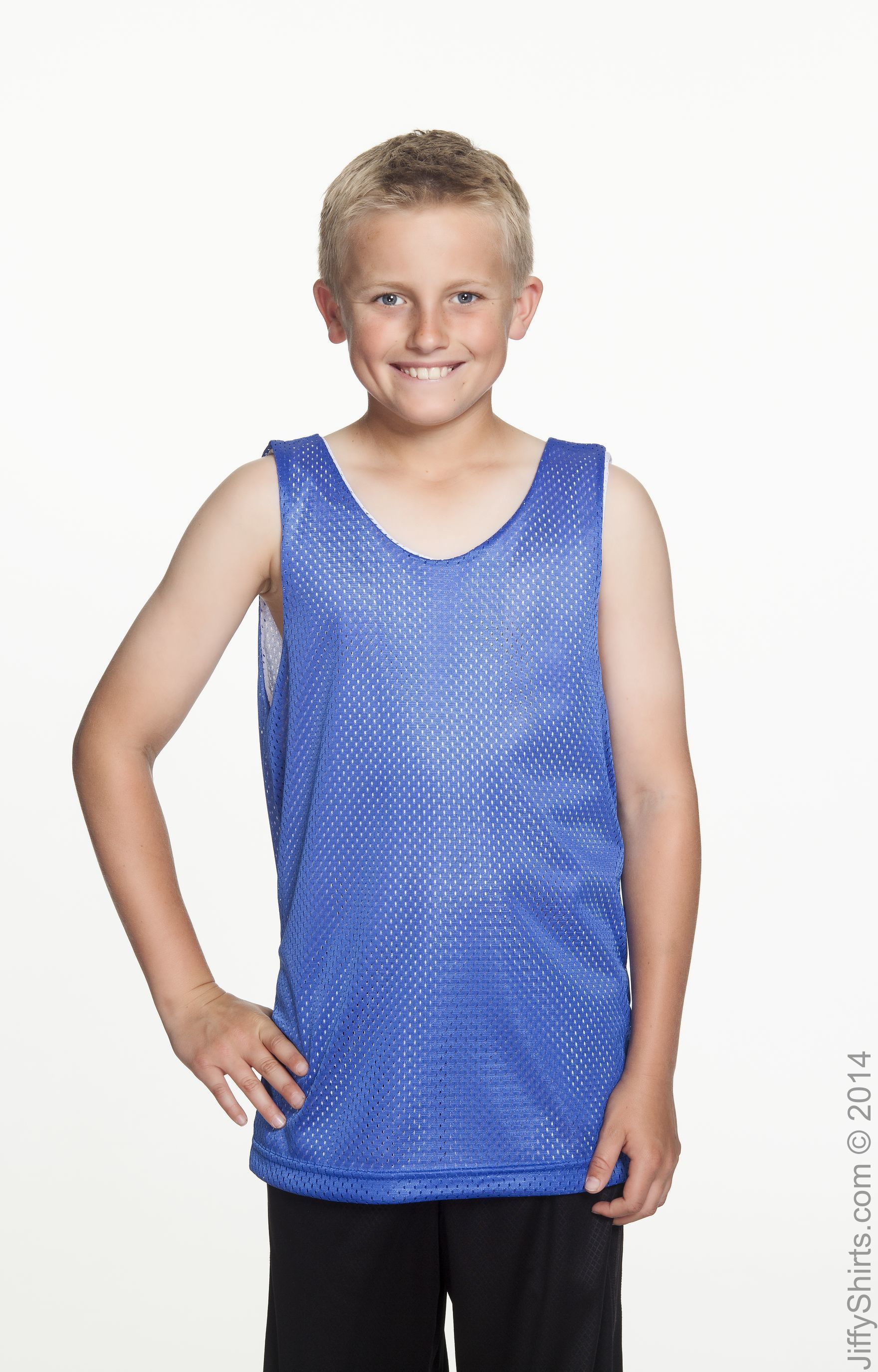 Youth Reversible Mesh Tank - Royal / White