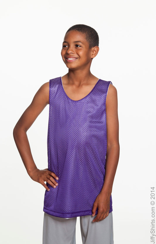 Youth Reversible Mesh Tank - Purple / White