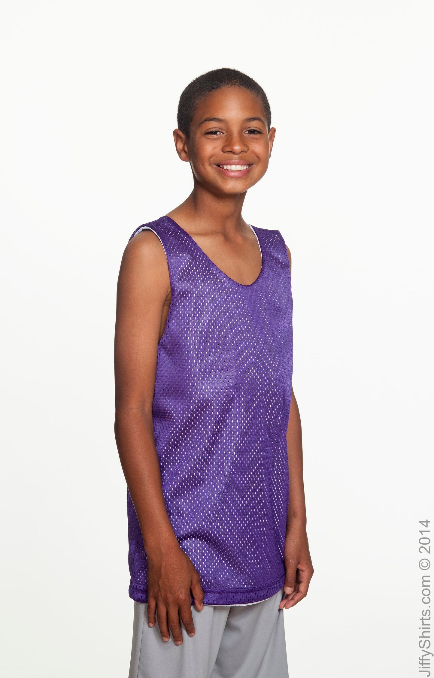 Youth Reversible Mesh Tank - Purple / White