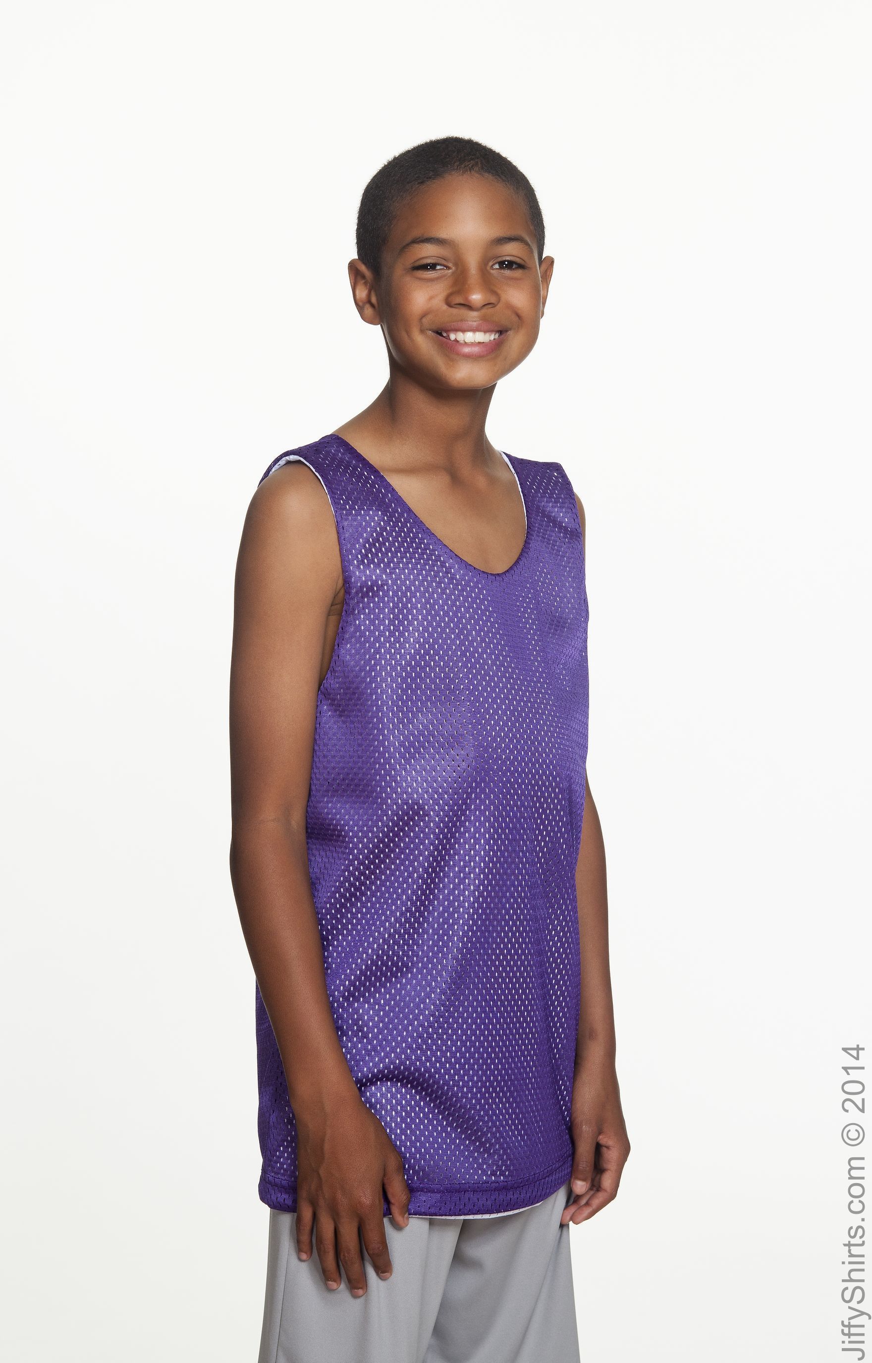 Youth Reversible Mesh Tank - Purple / White