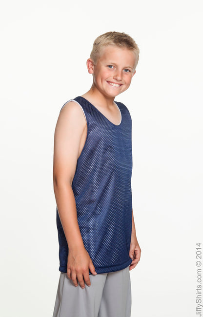 Youth Reversible Mesh Tank - Navy / White