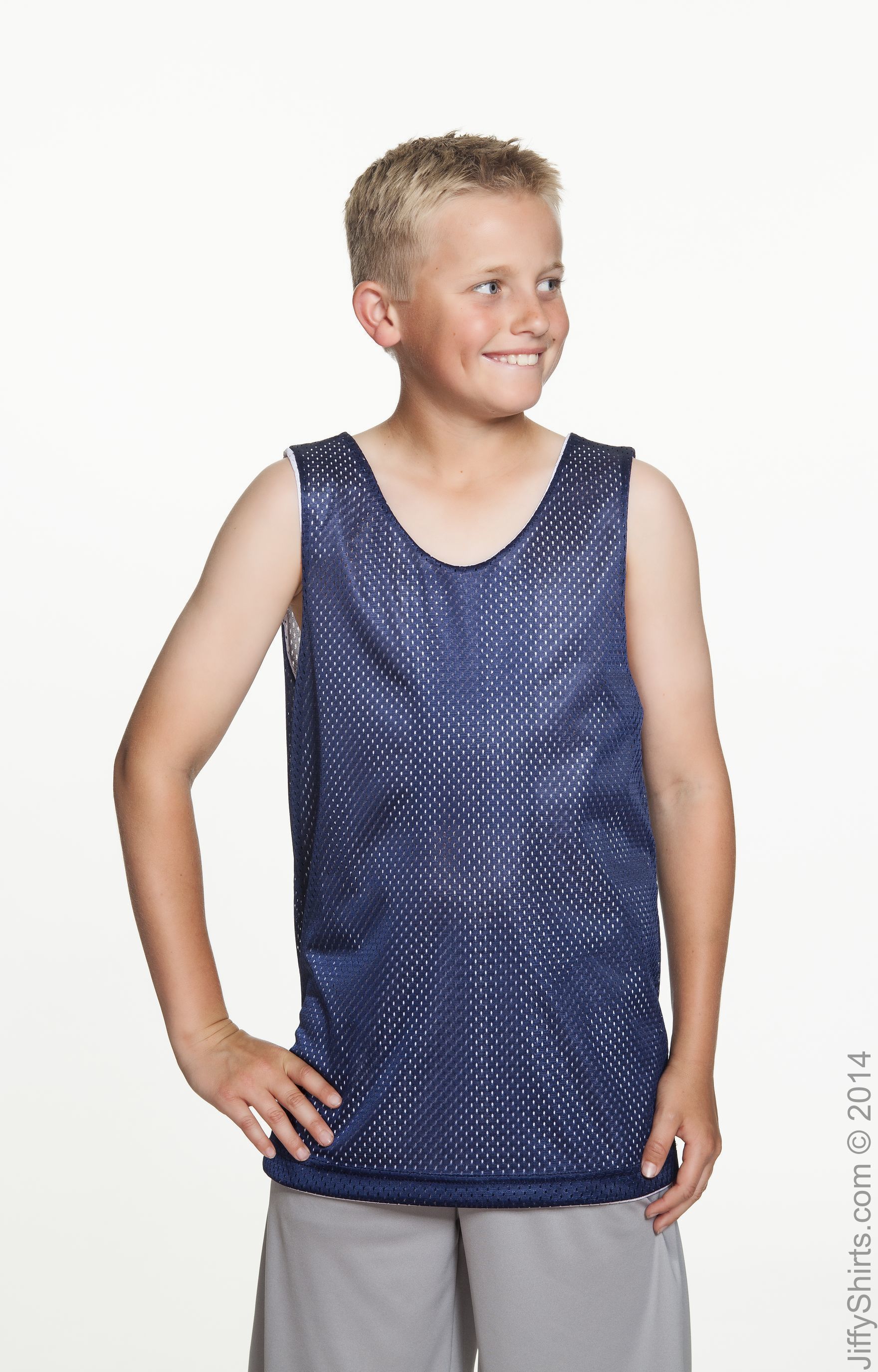 Youth Reversible Mesh Tank - Navy / White