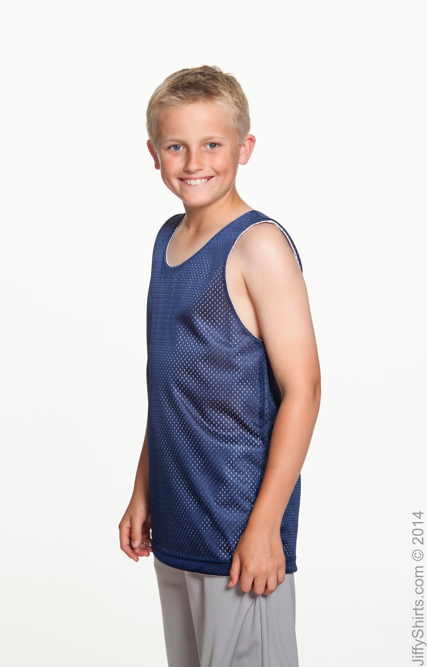 Youth Reversible Mesh Tank - Navy / White
