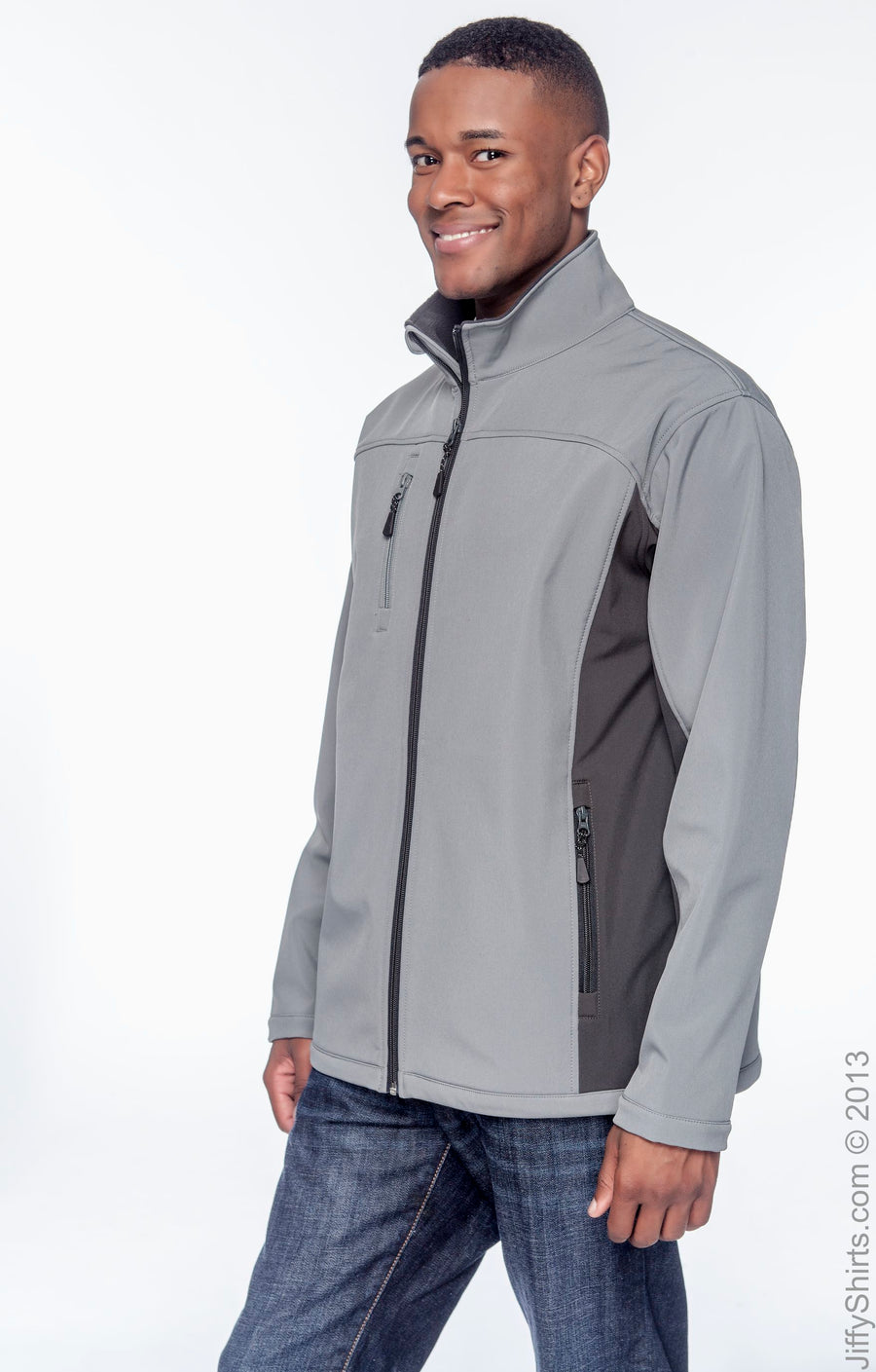 Men's Soft Shell Colorblock Jacket - Charcoal / Dark Charcoal