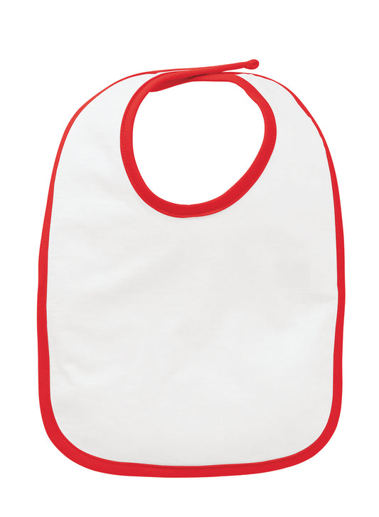 Infant Jersey Contrast Trim Velcro™ Bib - White / Red