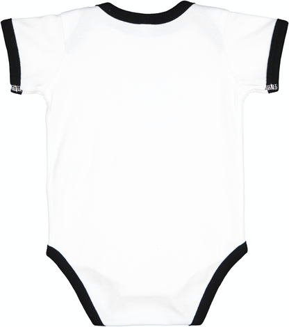 Infant Baby Rib Bow Tie Bodysuit - White / Black