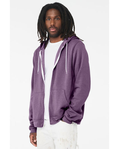 Unisex Poly-Cotton Sponge Fleece Full-Zip Hoodie - Heather Team Purple
