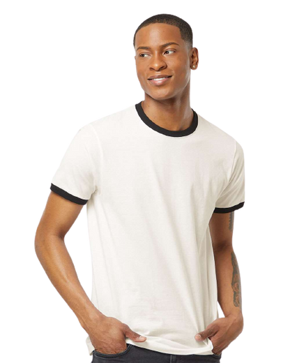 Unisex Fine Jersey Ringer Tee - Vintage White / Black