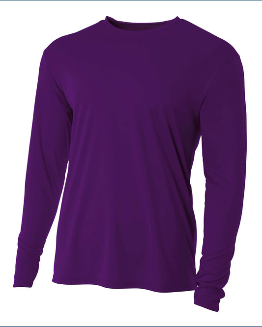 Youth Long Sleeve Cooling Performance Crew Shirt - Purple