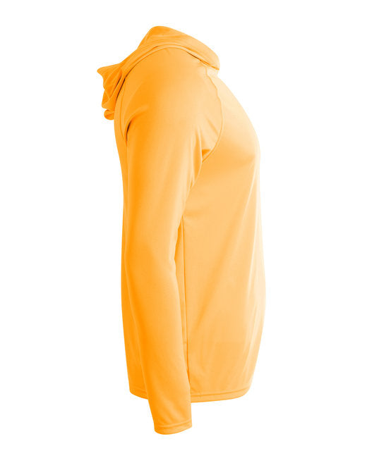 A4 Unisex Cooling Long Sleeve Hooded Tee - SAFETY ORANGE