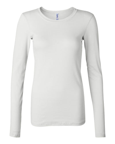 Women's Long Sleeve Sheer Mini Rib Tee - White