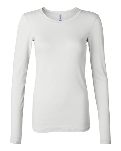Women's Long Sleeve Sheer Mini Rib Tee - White
