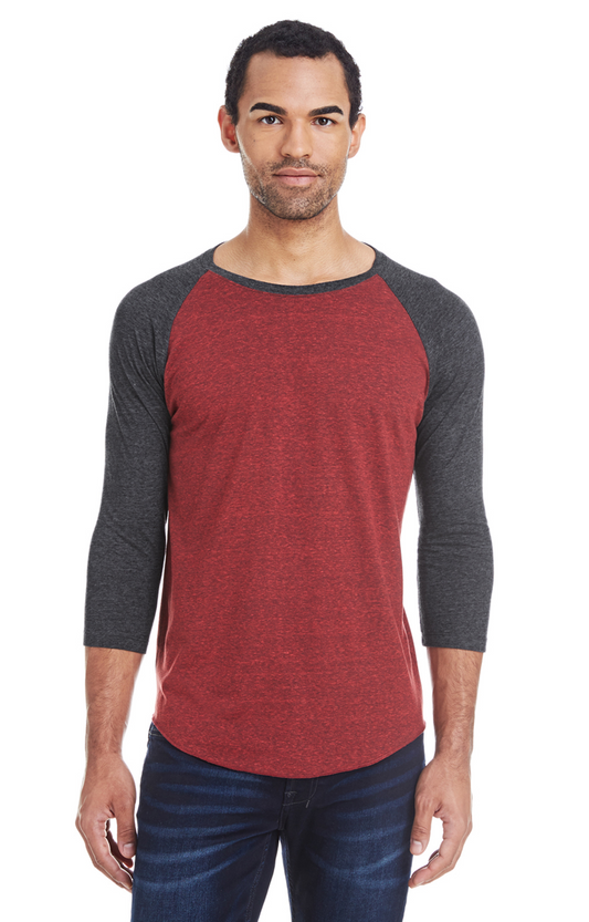Unisex Triblend 3/4-Sleeve Raglan - Crd Black / Black Triblend