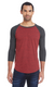 Threadfast Apparel 302G - Unisex Triblend 3/4-Sleeve Raglan - Crd Black / Black Triblend