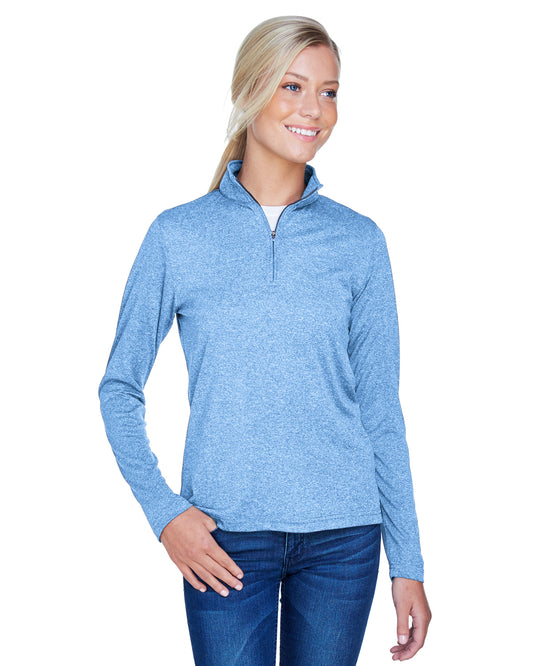 Women's Cool & Dry Heathered Performance Quarter-Zip - Columbia Blue Heather