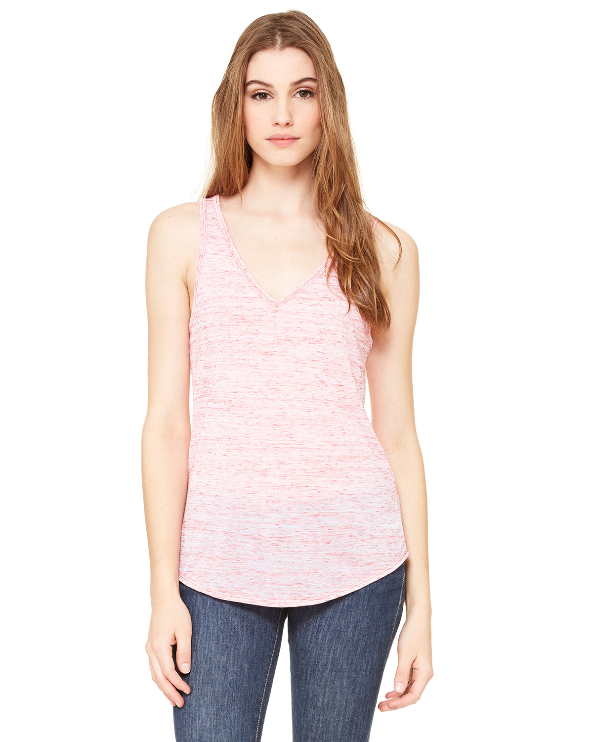 Women's Flowy V-Neck Tank - Red Marble