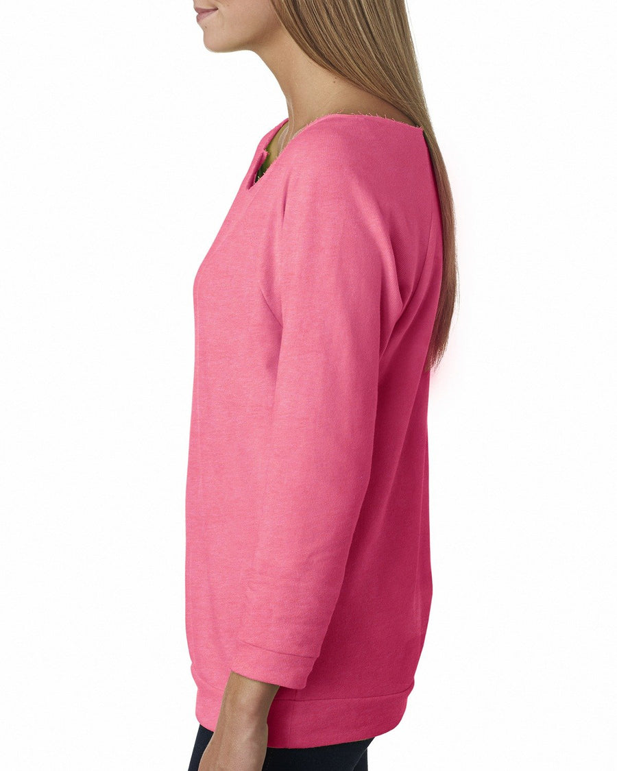 Women's French Terry 3/4-Sleeve Raglan - Neon Heather Pink