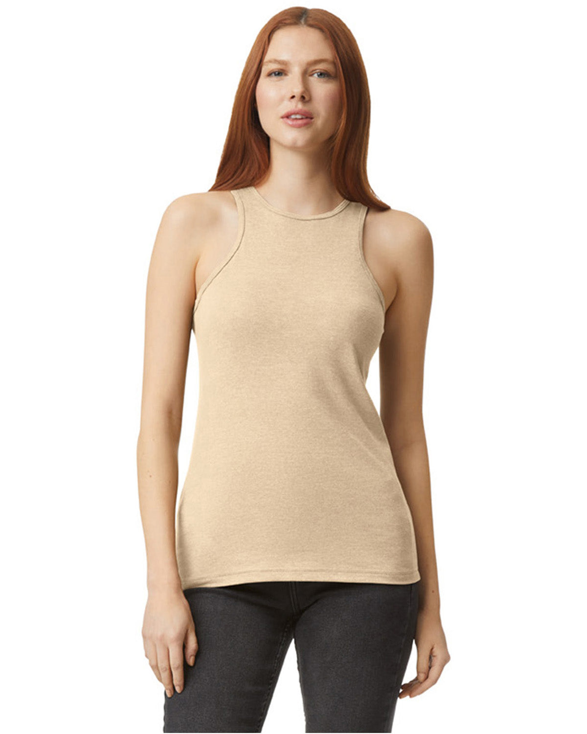 Women's CVC Racerneck Tank - Heather Bone