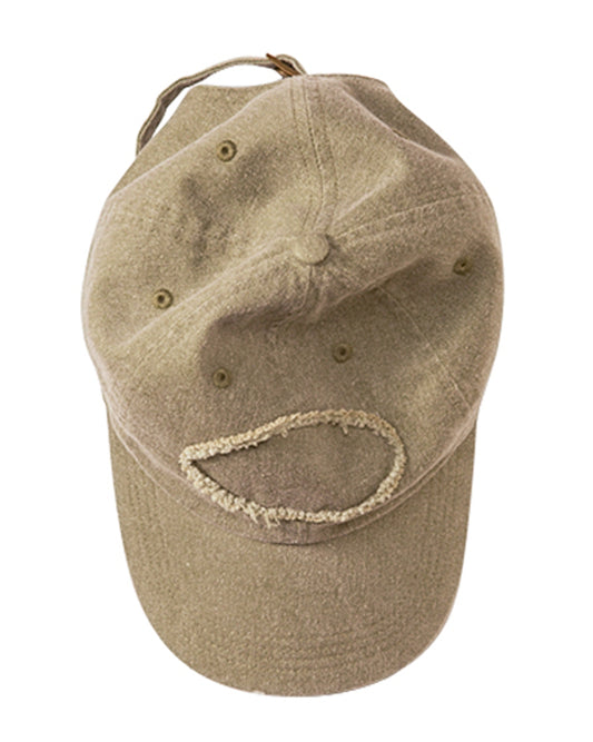 Pigment-Dyed Raw-Edge Patch Baseball Cap - Khaki Green