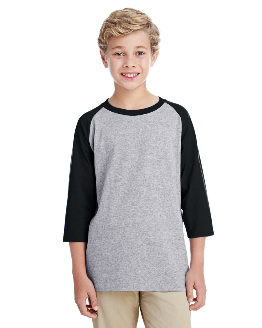 Youth Heavy Cotton��� 3/4-Raglan Sleeve T-Shirt - Sport Gray / Black